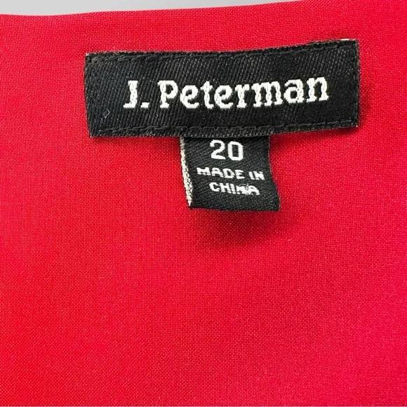 J. Peterman Red Silk Maxi Dress Sz 20 Sheath Short Sleeve Holiday NYE Party - Picture 5 of 9